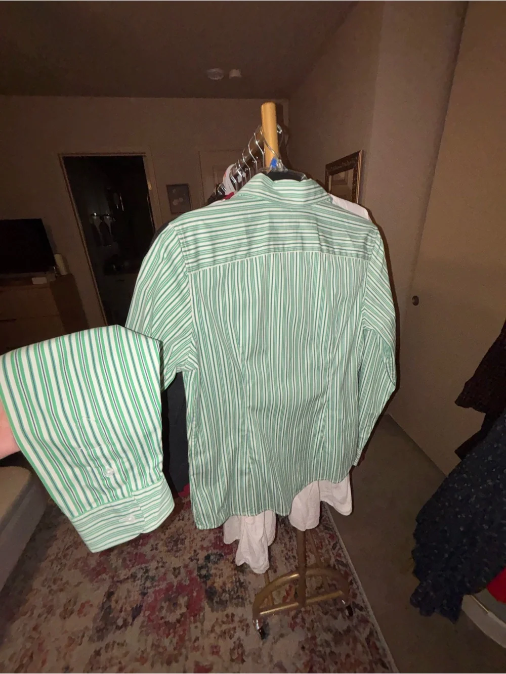 Ralph Lauren Green Striped Boys Button-Up Shirt